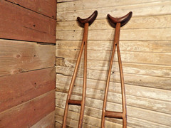Vintage Antique Wood Crutches Pair 50 Inches Primitive Early 1900s WWI Era