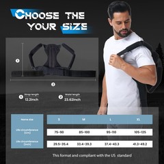 Luckela Posture Corrector for Men and Women, Adjustable Back X-Large, Black