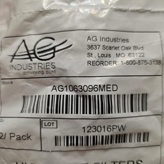 AG Industries Ultra Fine Filters 2 Pack White Disposable AG1063096MED Medical