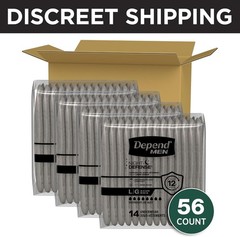 Depend Night Defense Adult Diapers Men Overnight Large Grey 56ct Disposable 4pk