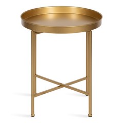 Kate And Laurel Celia Glam Round Side Table 18.25 X 18.25 X 22 Gold Modern
