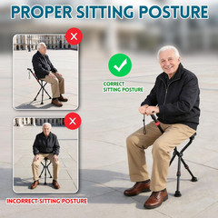 300 Pound Capacity Folding Cane with Seat Adjustable Height Portable Walking