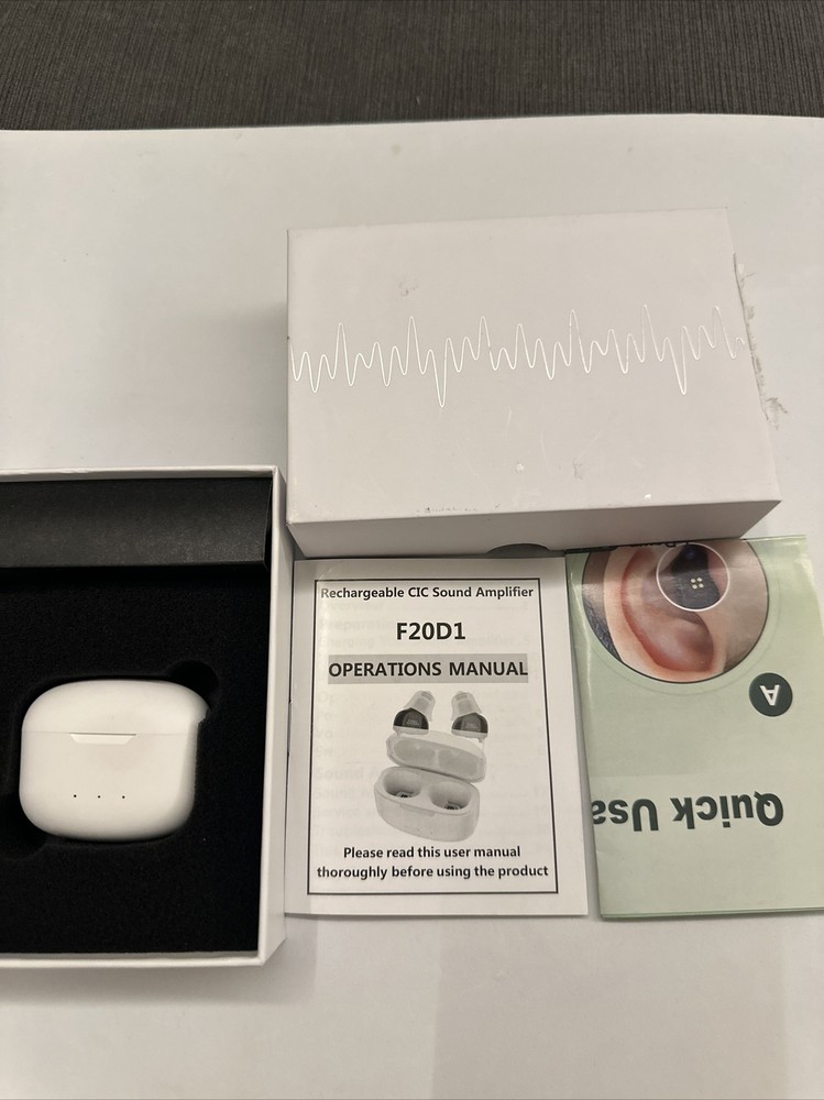 F20D1 Pair CIC Rechargeable Hearing Aid Amplifier Invisible Ear Sound ITC