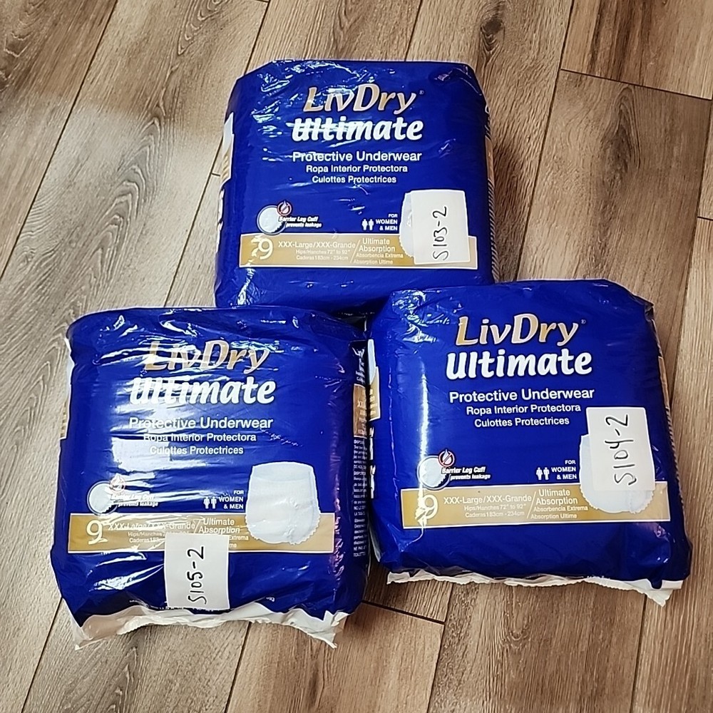 LivDry Ultimate Protective Underwear XXX-Large 3 PACKS Of 9, Unisex, 27 Count