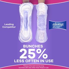 Always Discreet Adult Incontinence Pads for Women, Drier, 6 Drop Long Length, Ex