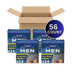TENA Men Maximum Incontinence Underwear XXL 56 Count 55-66 in