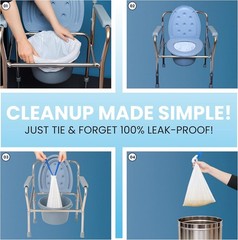 Universal Fit Commode Liners with Built-In Absorbent Pads – 60 Disposable Bags