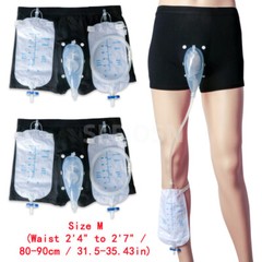 2Pcs Men Male Wearable Incontinence Pant Urinal Leg Bag Silicone Urine Collector