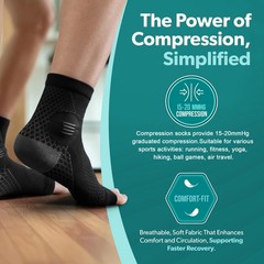 1 Pair Ankle Compression Socks Open Toe Arch Support Foot Sleeves ✅