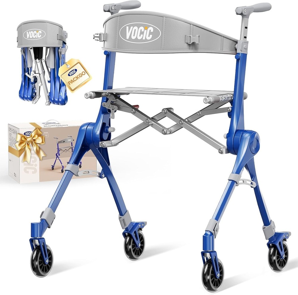 Z35 PackGo Foldable Lightweight Rollator Walker Blue Magnesium Alloy Frame
