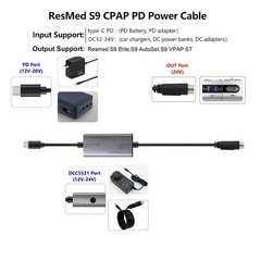 USB-C PD Power Cable for ResMed S10/AirSense 10/AirCurve 10 DC Converter