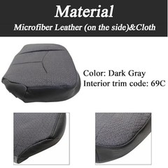 #69C Dark Gray Cloth Driver Side Bottom Replacement Seat Covers Compatible