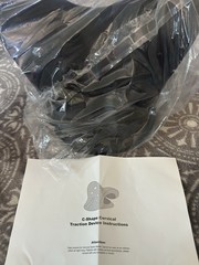 C-Shape Cervical Neck Traction Device Pillow, Black, One Size