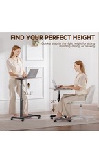 Adjustable Foldable Overbed/Overchair Table w/ Locking Casters 25-36.5in 85lb