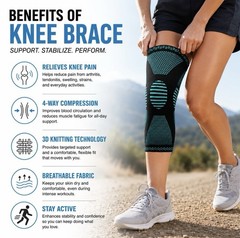 POWERLIX Knee Sleeve Compression Brace for Men & Women Leg Pain Support Size M