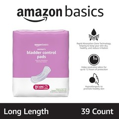 Amazon Basics Incontinence Pads for Women Long, 39 Count (Pack of 1), Maximum