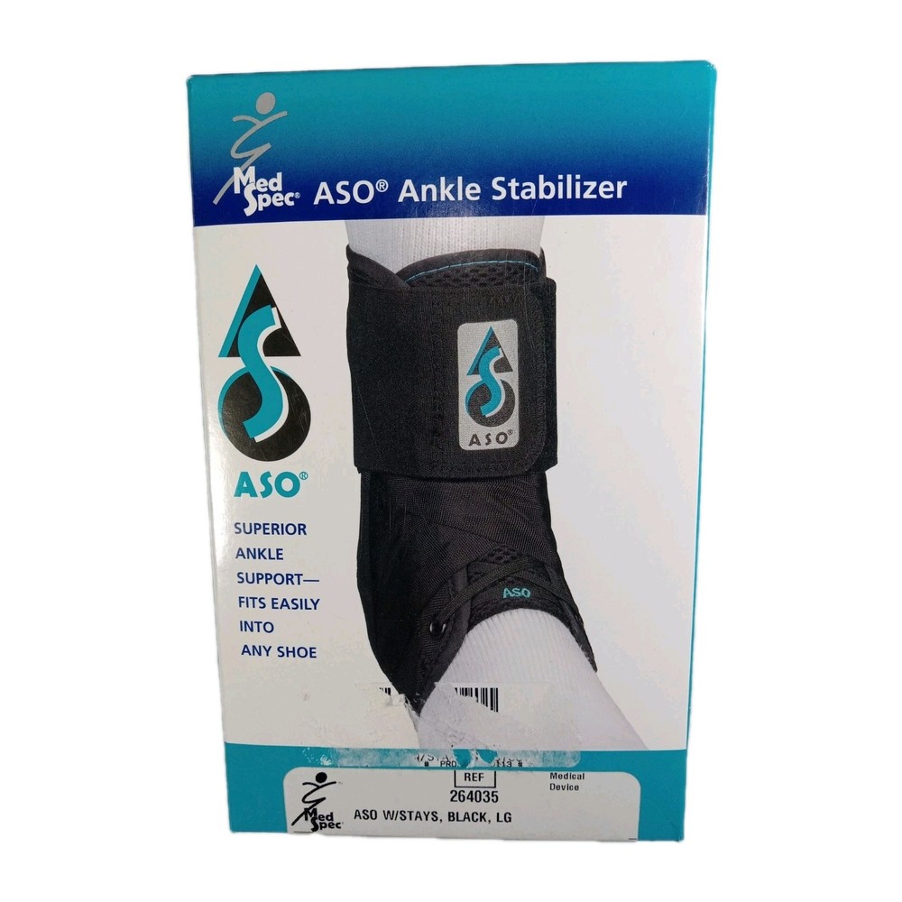 Med Spec ASO Ankle Stabilizer Brace With Stays Black Size Large LG 264035 NIB