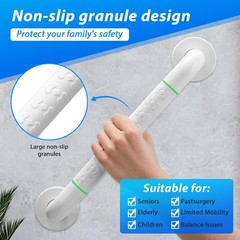 2 Pack 16 Inch White Shower Grab Bar,Bath Grab Rails with AntiSlip Grip and S…