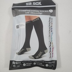 SB SOX Compression Socks (20-30mmHg) Unisex Black Large Leg Comfort Travel NEW
