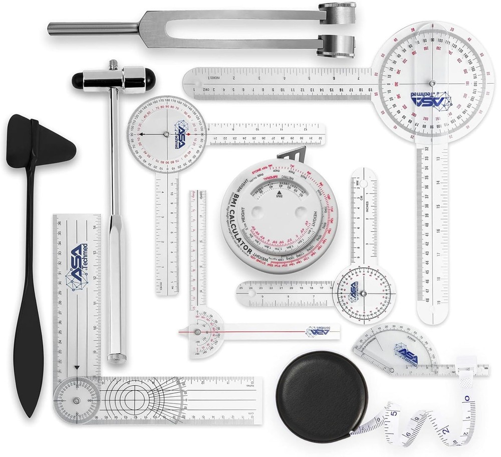 Goniometer Set 12,8,6 Inches Physical Therapy Bonus Reflex Hammer Two