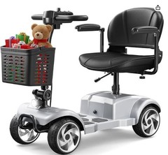 4-Wheel Mobility Scooter w/ Storage Basket, Padded Armrests, Silver/Black