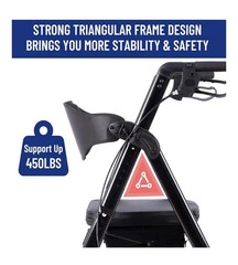 Rollator Walker with Seat450Lb Rolling Walker ExtraWide HeavyDuty Rollator Black