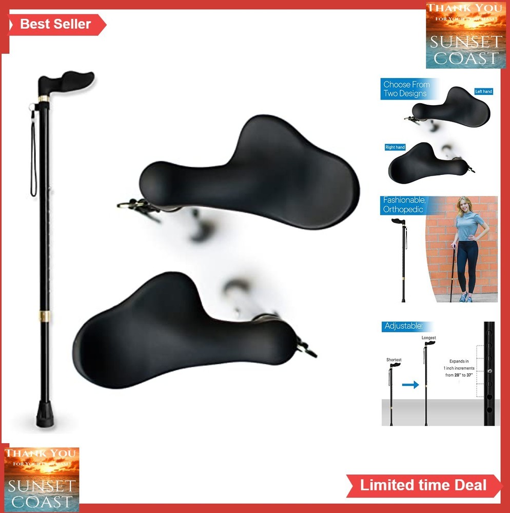 Orthopedic Walking Cane Right Hand Aluminum Adjustable Height 28 to 37 Inch