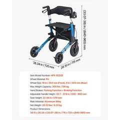 Uimoso Compact 3-Fold Rollator Walker for Seniors, Supports Up to 300 lbs