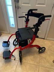 NEW Drive Medical Nitro Duet Rollator Walker and Transport Wheelchair Chair, Red