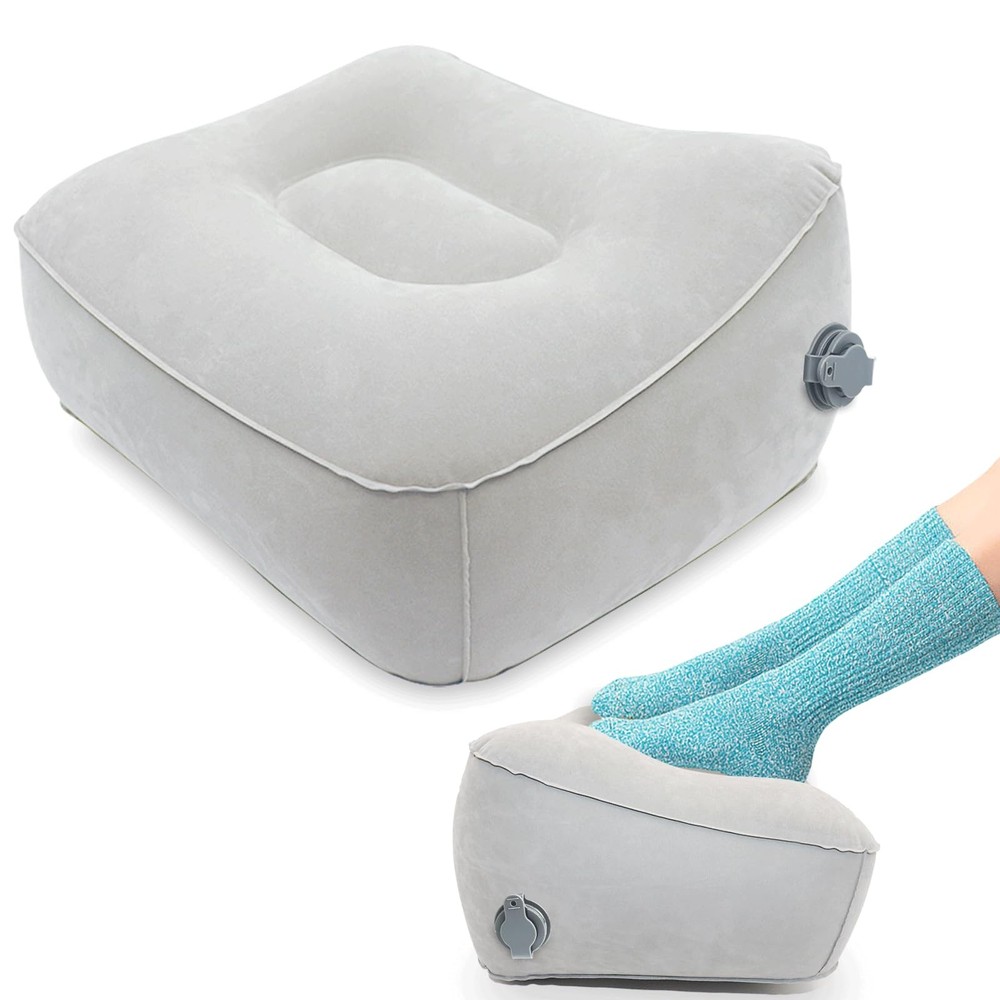 Inflatable Foot Rest, Carseat Rest 14.5″L×11.8″W×7.9”H, Grey