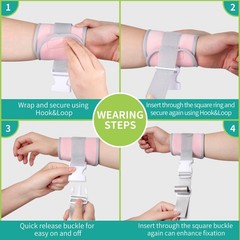 Lefeke Patient Medical Restraints 4 Pack Pink Bed Wrist Ankle Limb Movement Limi