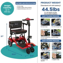 Journey So Lite Folding Power Scooter, Lightweight, 5 mph Max Adjustable Speed
