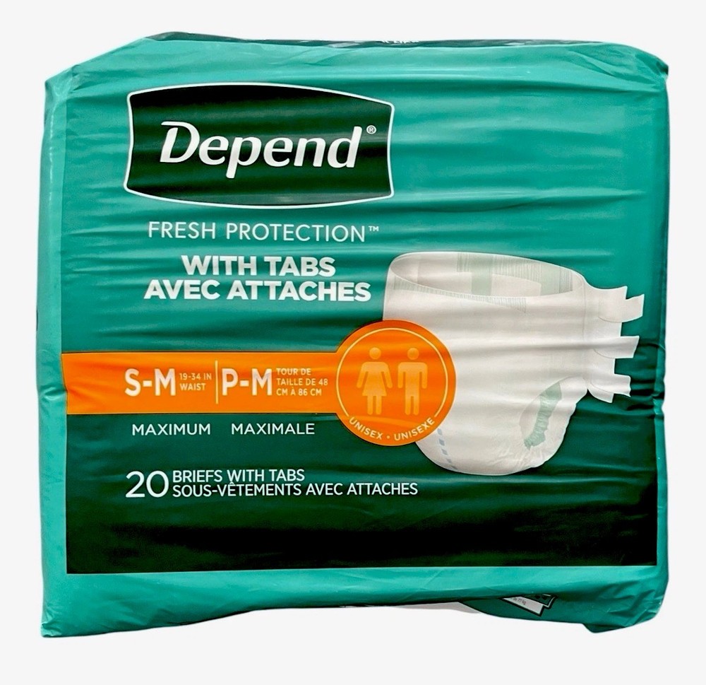 Depend Incontinence Protection With Tabs Max. Absorb. S/M, 20 Count Unisex