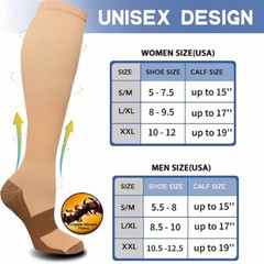 (6 Pairs) Copper Compression Socks 20-30mmHg Graduated Support Mens Womens S-XXL
