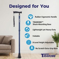 Foldable Adjustable Walking Cane Women Shock Absorbing All Terrain Tip Stick
