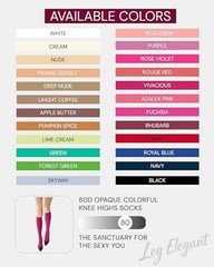 24-Color Knee High Socks, 80 Den Opaque, Wide Comfort Band One Size Purple