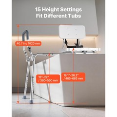 Uimoso Sliding Shower Chair with Cut-Out Seat and Backrest, Supports 400 lbs