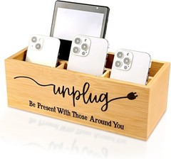 Bamboo Wood Phone Box – Unplug from Phones, Tablets, One Size, Original