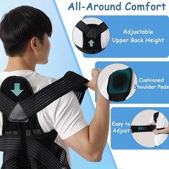 Plus Size Posture Corrector for Women & Men, Adjustable Back XXX-Large, Black