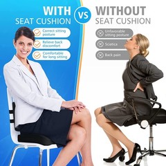 Memory Foam Seat Cushion Lumbar Support Ergonomic Back Support for Office Car