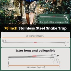 Extra Long 78″ Folding Snake Grabber Tool – Stainless Steel, Corrosion Resistant