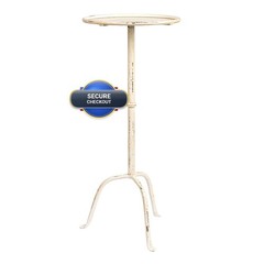Creative Co-Op Metal Martini Cocktail Table Antique White Ec1447