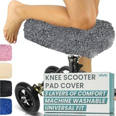 Universal Fit Knee Walker Pad Cover – Soft Gray Memory Foam Cushion, Adjustable