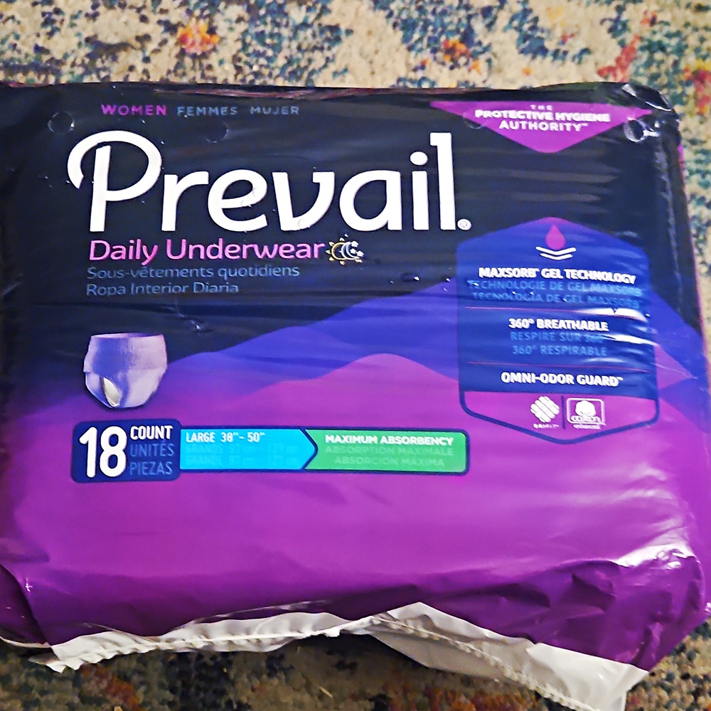 Prevail Daily Underwear Women’s Large 38″-50″ Max Absorbency 18ct Purple