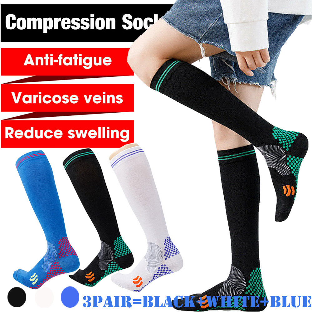 3 Pairs Compression Socks 20-30mmHg Moisture Wicking Support Stockings US