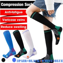 3 Pairs Compression Socks 20-30mmHg Moisture Wicking Support Stockings US