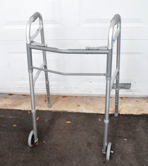 Medline Lightweight Folding Walker for Seniors with 5-Inch Wheels, Steel, 300-lb