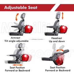 4 Weels Heavy Duty Mobility Scooters 500lbs Capacity 800W 60V20A w/Remote Key