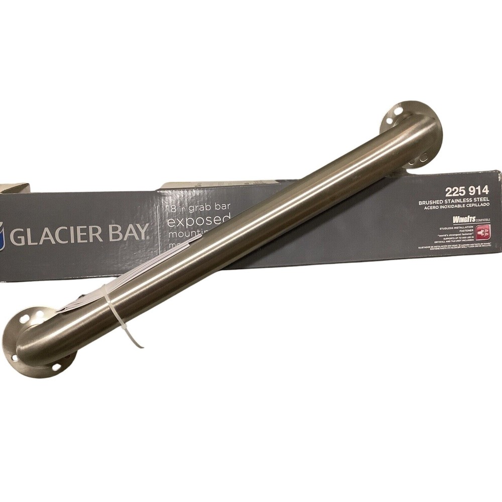 Glacier Bay 225 914 18 in. Exposed Screw Grab Bar – Brushed Stainless Steel