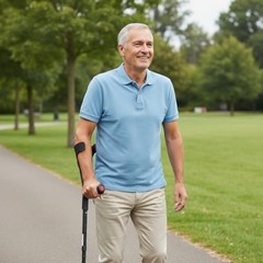 PEPE Mobility Folding Crutch for Adults (x1 Unit), Open Cuff, Adjustable Height,
